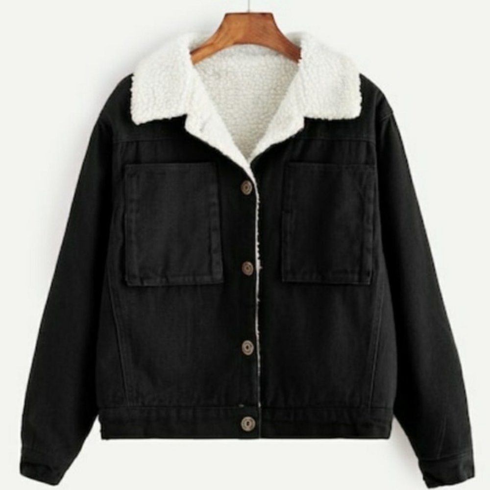 Sherpa Lined Black Jacket